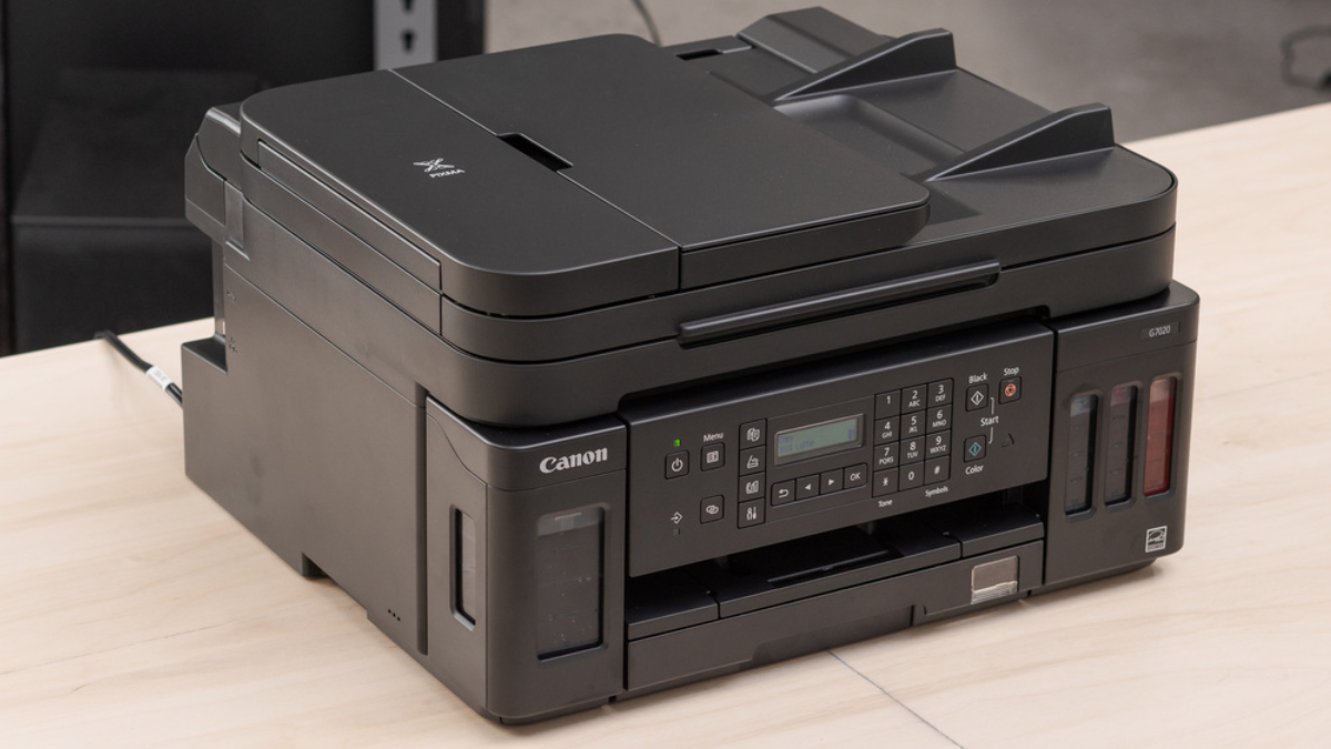 The Canon PIXMA G7020 is an all-in-one supertank inkjet printer