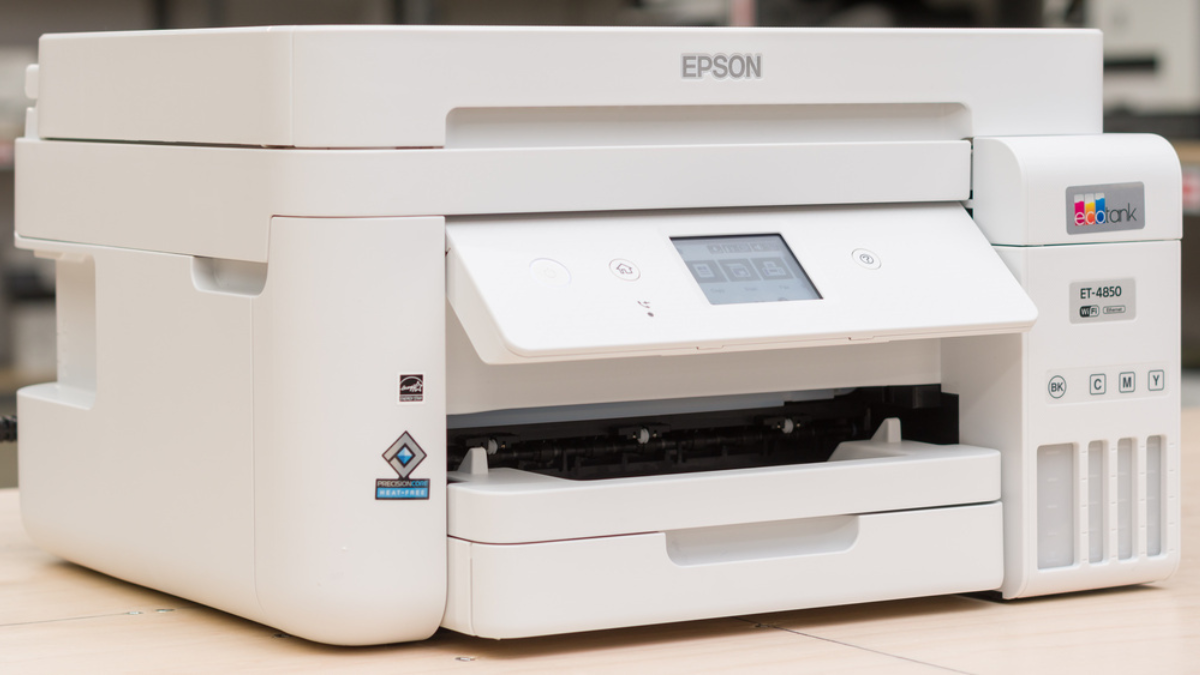 The Epson EcoTank ET-4850 is an all-in-one inkjet printer